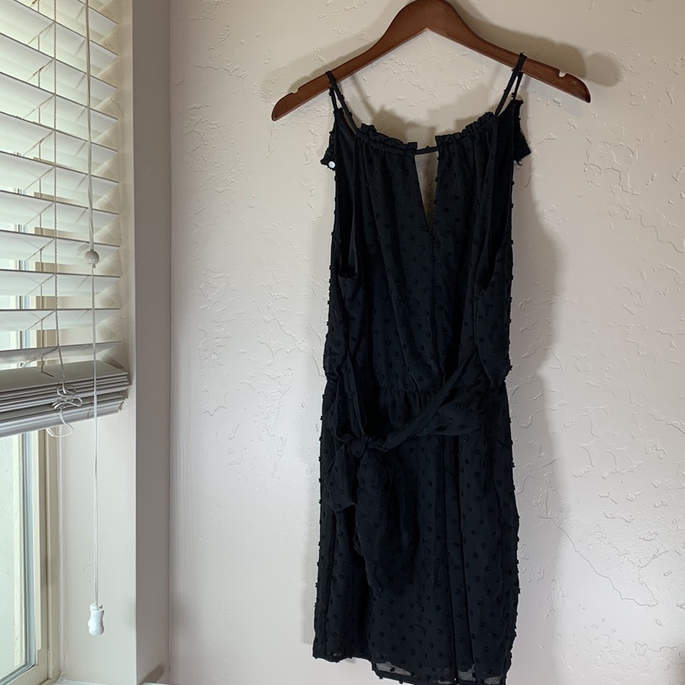 NWT Bar III Women's Swiss Dot Halter Romper - Black - Medium